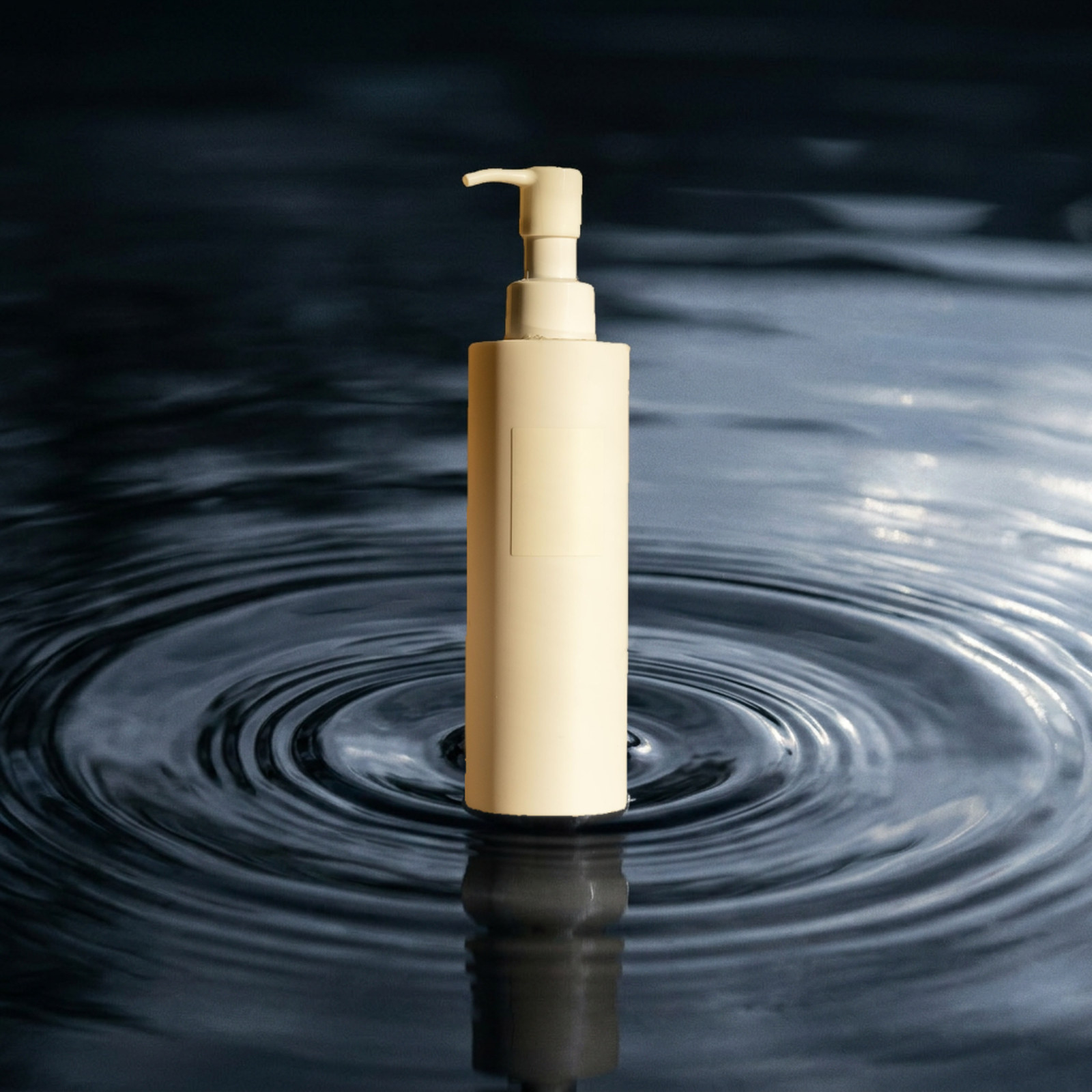 after: AI photoshoot of beauty & skincare in rippling water