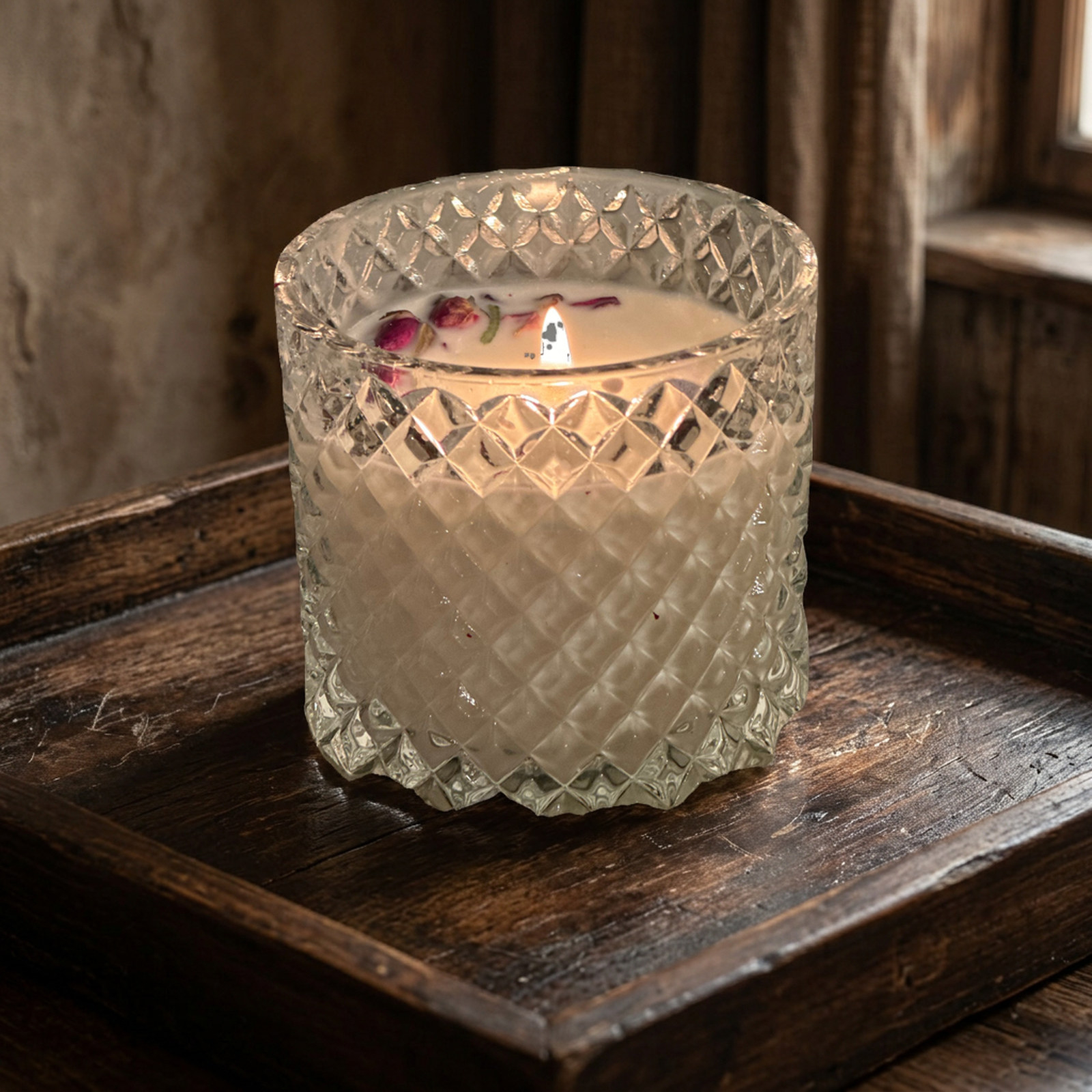 after: AI photoshoot of candles in window tray