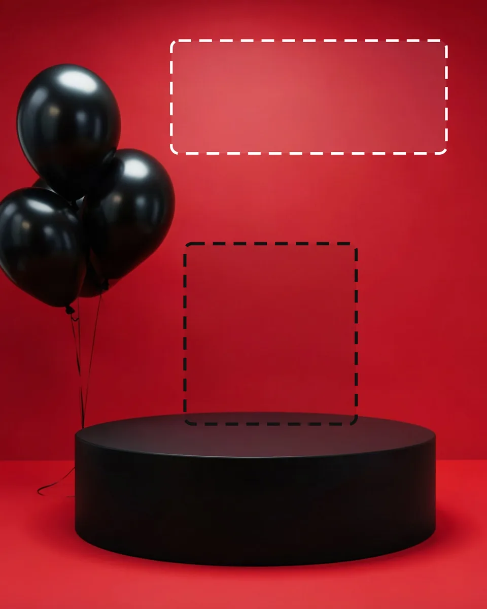 Black Friday podium background marked with a product spot and a sale text area