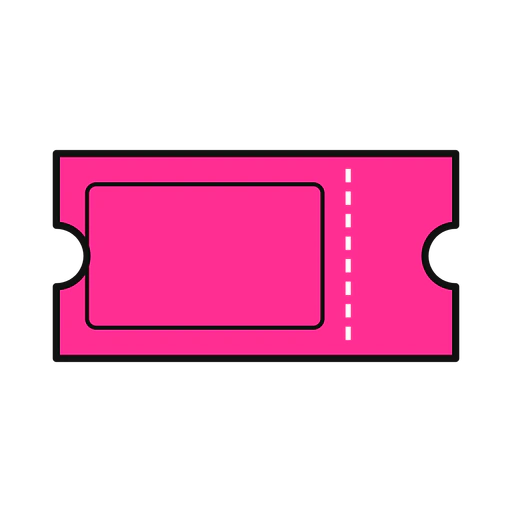 Blank pink coupon with side notches and a dashed tear line on transparent background