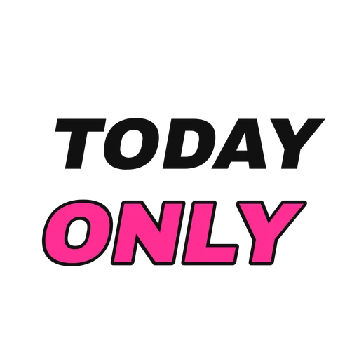 Slanted black Today and pink Only lettering on transparent background