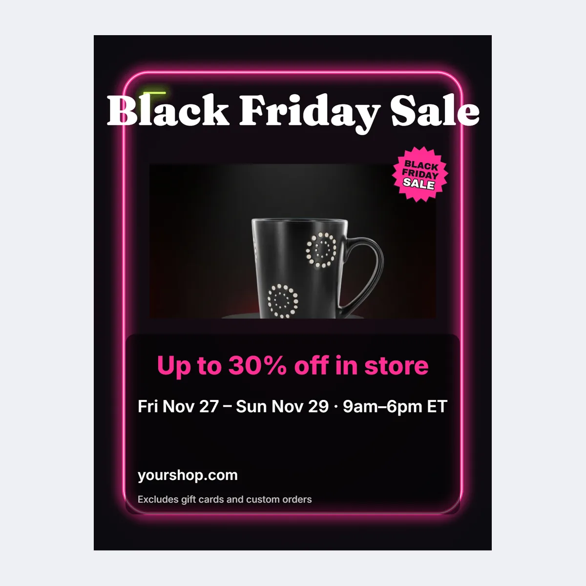 The window sale flyer template at US Letter size, ready for a test print