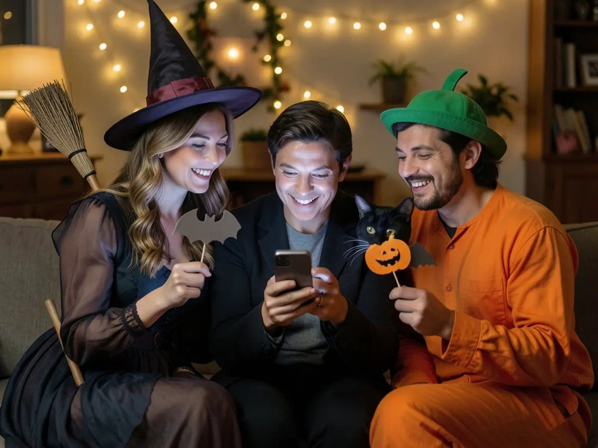 Halloween photo booth printables at a party