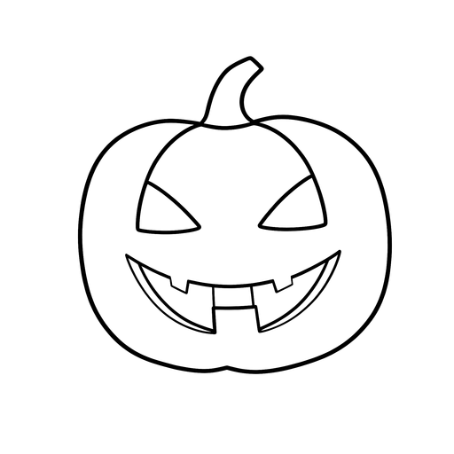Black outline of a jack-o'-lantern with a toothy grin on transparent background