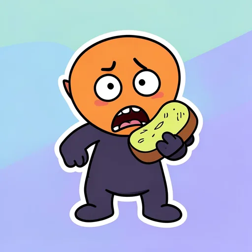 Cartoon vampire recoiling from a slice of garlic bread