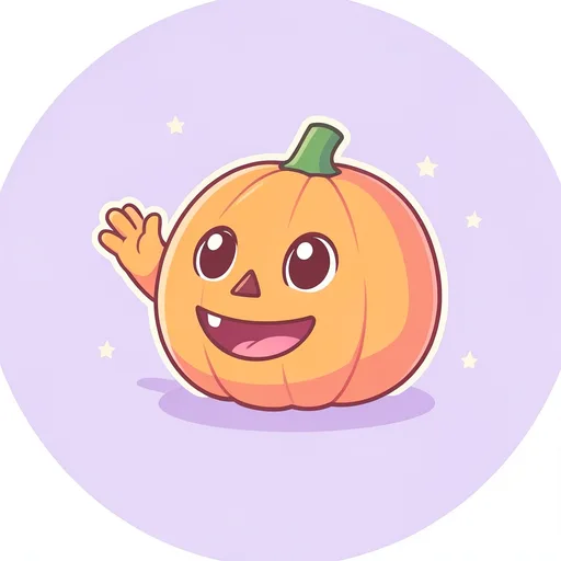 Matching pair: a smiling jack-o'-lantern character waving to the left