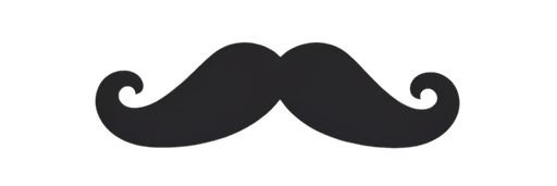 Black curly mustache prop with spiral ends for a photo booth