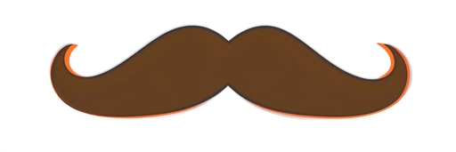 Thick brown handlebar mustache prop with upturned tips