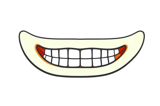 Cartoon skeleton lower jaw half mask prop with a wide toothy grin