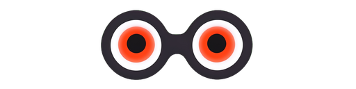 Pair of glowing red cartoon eyes prop with a dark outline