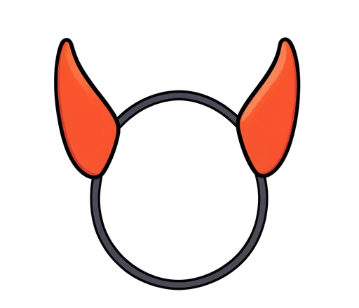 Pair of red cartoon devil horns prop on a thin headband
