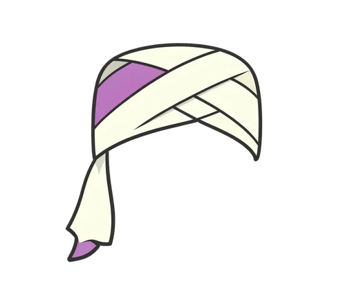 Wrapped white mummy bandage headband prop with one loose strip hanging down