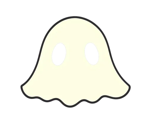 White ghost hood prop with two oval eye holes and a wavy bottom edge