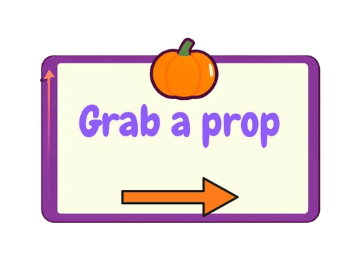 Grab a prop sign with an arrow and a small pumpkin for the photo booth table