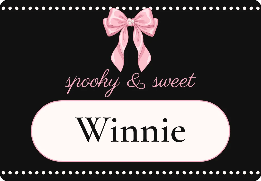 “spooky & sweet” name tags