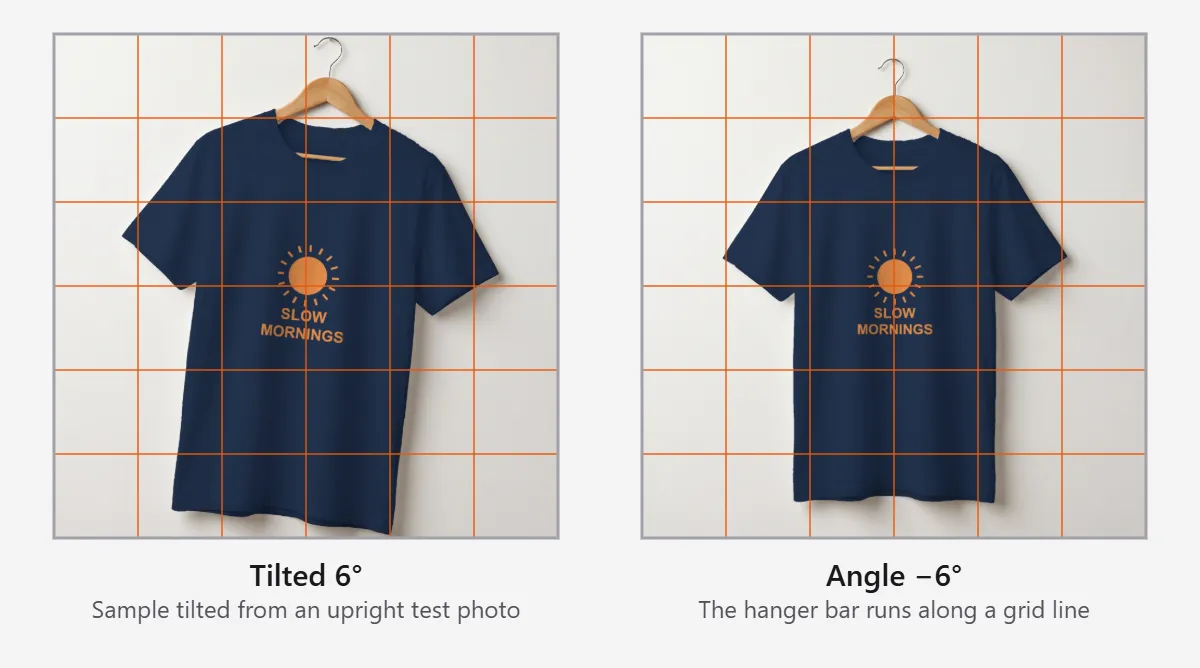 Straighten a tilted product shot with a grid