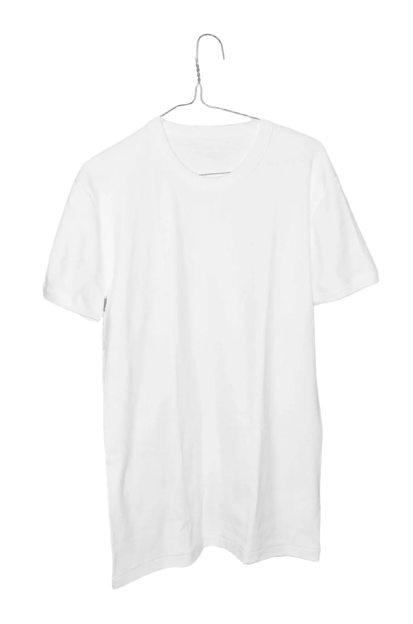 after: white T-shirt on a hanger with the background made transparent