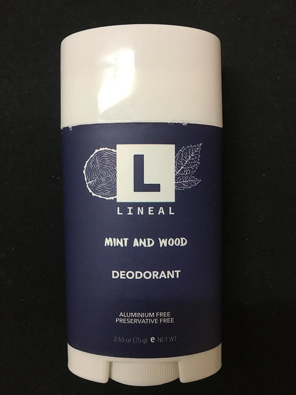 before: deodorant stick with a blue label in the original photo