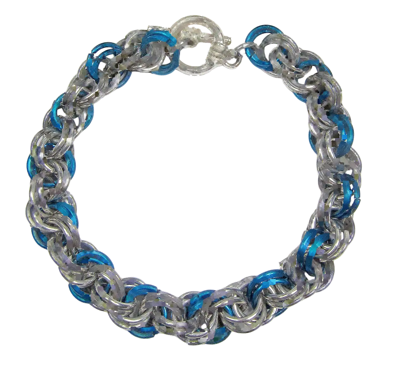 after: silver chain bracelet with blue accents with the background made transparent