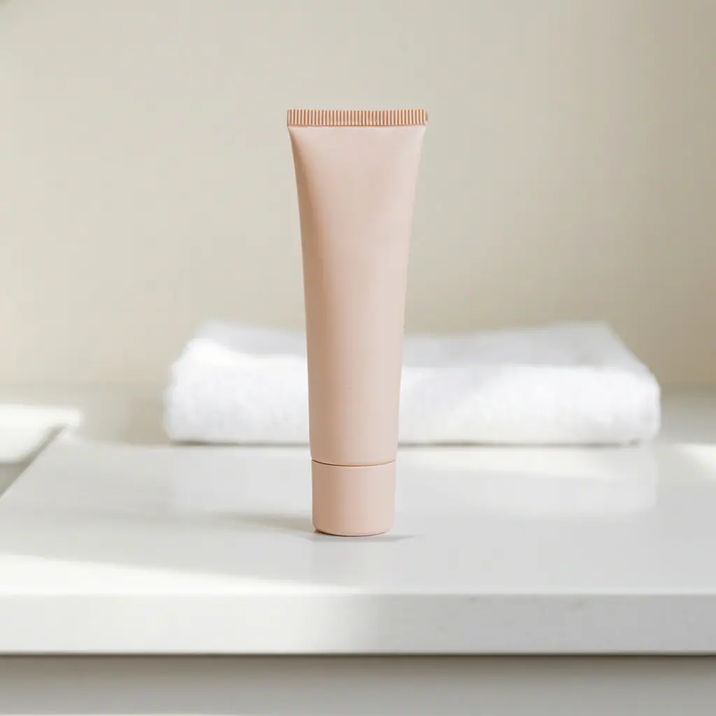 after: AI photoshoot of beauty & skincare in bathroom morning