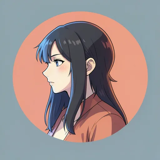 Original long-haired anime-style person with cool side lighting against a muted blue background