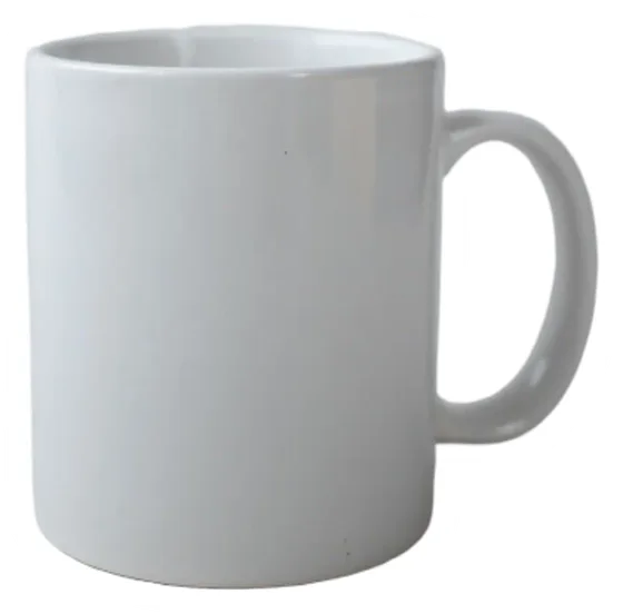 Photo sticker of a white ceramic mug cut out from its background