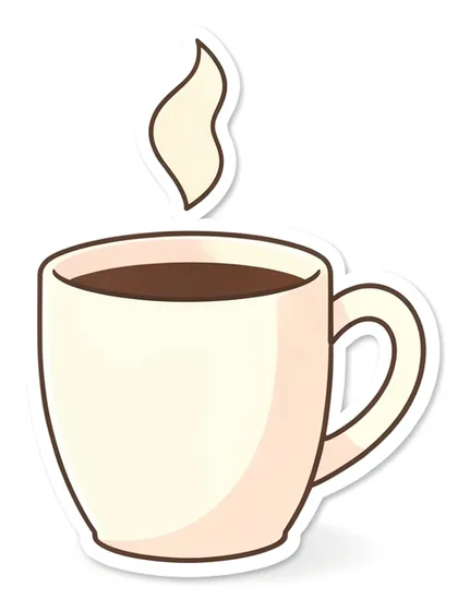Journal sticker artwork with a mug, made in the sticker maker