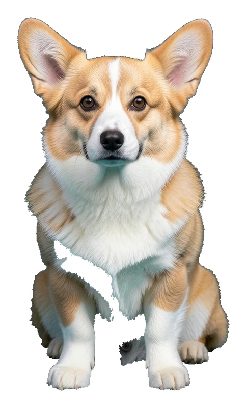 The corgi cut out as a die-cut sticker with a white border
