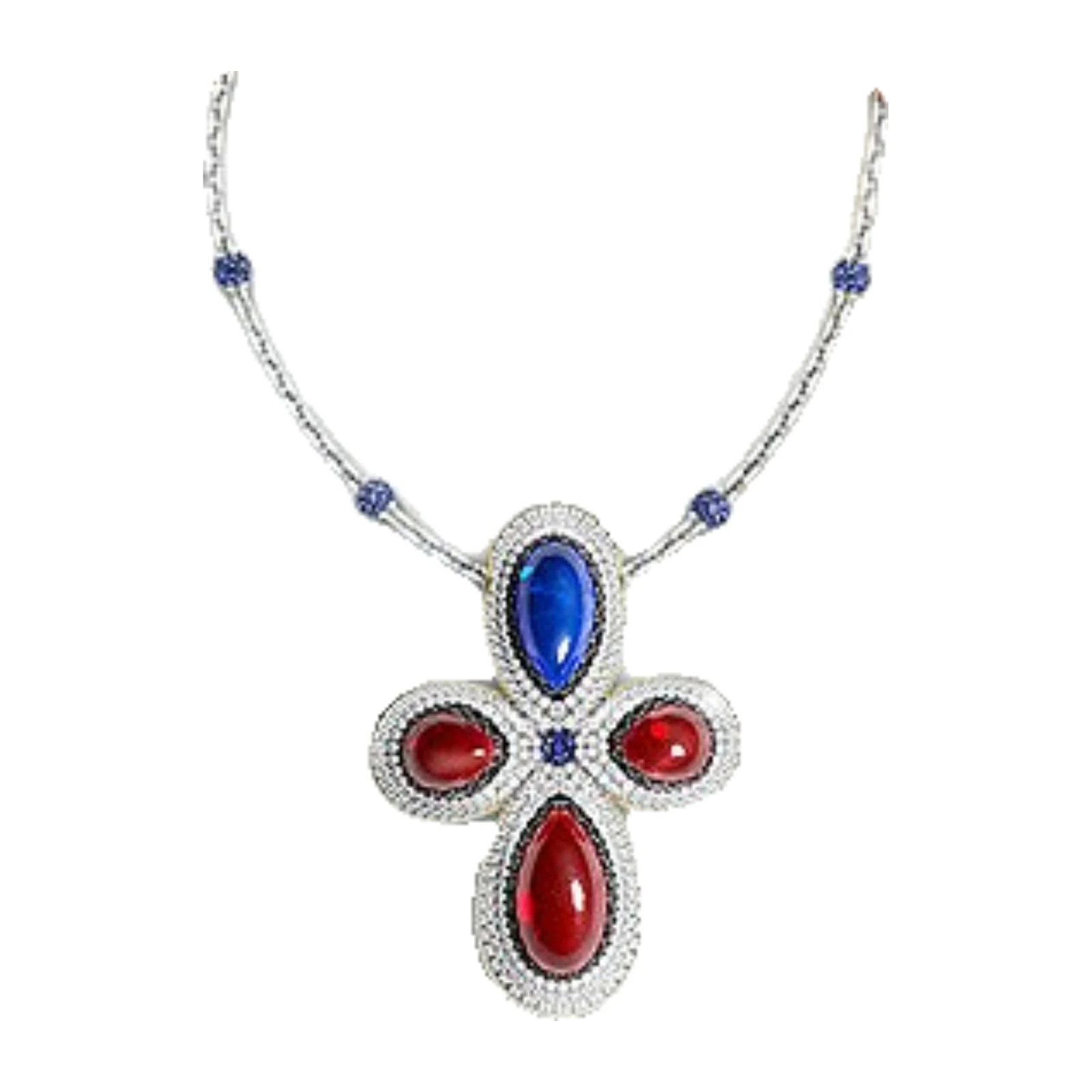 Gemstone necklace on a white background